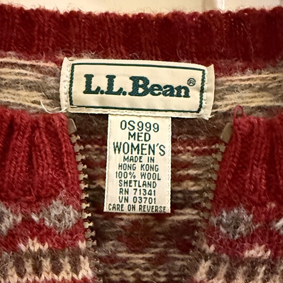 L.L. Bean Women's Festive Red and Green Cardigan - Picture 2 of 3